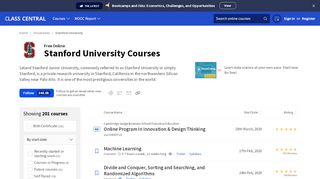 
                            7. Stanford University • Free Online Courses and MOOCs | Class Central