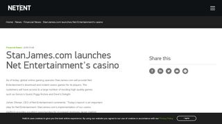 
                            11. StanJames.com launches Net Entertainment's casino | NetEnt | Better ...