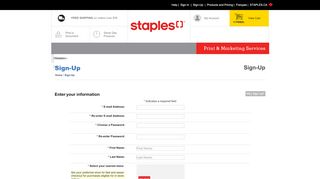 
                            6. Staples Print & Marketing Services | Sign-up