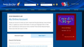 
                            6. Star Rewards Club Account Login - Santa Ana Star Casino Hotel