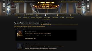 
                            2. STAR WARS: The Old Republic - Can't log in - information incorrect