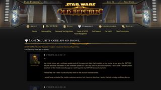 
                            3. STAR WARS: The Old Republic - Lost Security code app on phone.