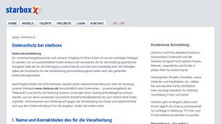 
                            9. STARBOXX - Datenschutzerklärung