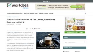 
                            12. Starbucks Raises Price of Tea Lattes, Introduces Teavana in EMEA ...