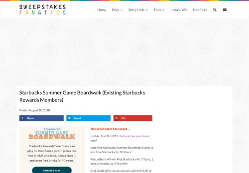 
                            2. Starbucks Summer Game Boardwalk (Existing Starbucks Rewards ...