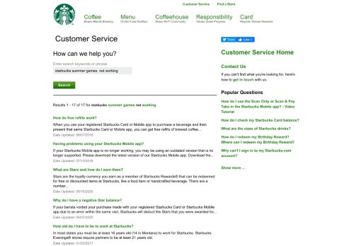 
                            12. starbucks summer games not working - Answers | Starbucks Coffee ...