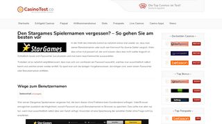 
                            2. Stargames Spielernamen vergessen - So sollten Sie vorgehen