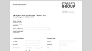 
                            2. Stargate Group GmbH | Bewerbungsformular