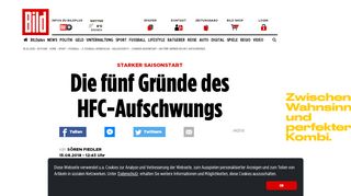 
                            13. Starker Saisonstart - Die fünf Gründe des HFC-Aufschwungs - Bild.de