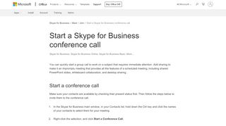 
                            13. Start a Skype for Business conference call - Skype for Business