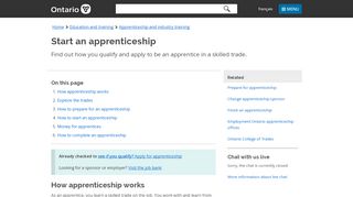 
                            11. Start an apprenticeship | Ontario.ca