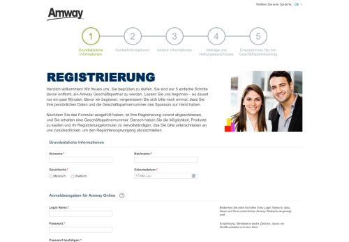 
                            7. Start - Online Registrierung | Amway