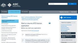 
                            8. Start or resume AFS licence application | ASIC - Australian Securities ...