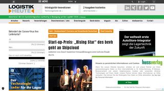 
                            12. Start-up-Preis: „Rising Star“ des bevh geht an Shipcloud - Logistik Heute