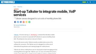 
                            3. Start-up Talkster to integrate mobile, VoIP services | Network World