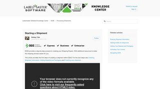 
                            5. Starting a Shipment – Labelmaster Software Knowledge Center