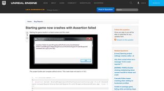
                            3. Starting game now crashes with Assertion failed - UE4 AnswerHub