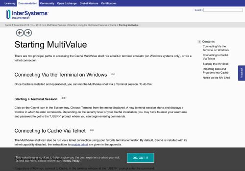 
                            11. Starting MultiValue - Using the MultiValue Features of Caché - Caché ...