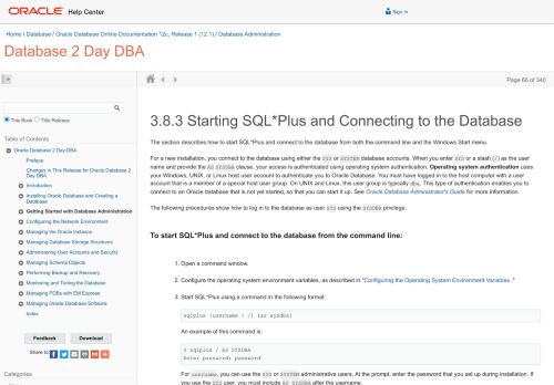 
                            4. Starting SQL*Plus and Connecting to the Database - Oracle Docs