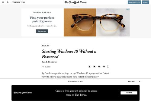 
                            12. Starting Windows 10 Without a Password - The New York Times