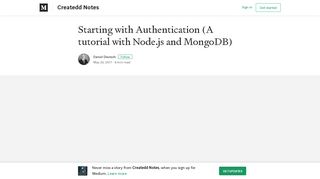 
                            2. Starting with Authentication (A tutorial with Node.js and MongoDB)
