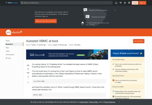 
                            4. startup applications - Autostart XBMC at boot - Ask Ubuntu