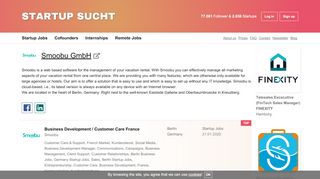 
                            13. Startup Jobs at Smoobu GmbH | STARTUP SUCHT