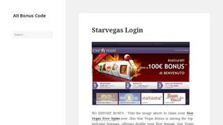 
                            8. Starvegas Login - Bonus Code