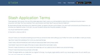 
                            3. Stash Application Terms