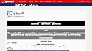 
                            9. StatBroadcast® Systems - Box Score - UIC 41 at Dayton 75