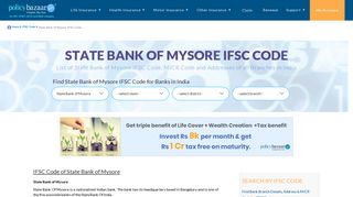 
                            12. State Bank of Mysore IFSC Code: SBM MICR Codes & Address in India