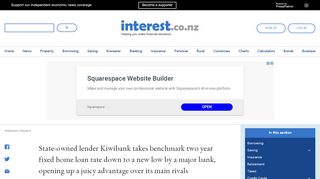 
                            11. State-owned lender Kiwibank takes benchmark two year fixed home ...