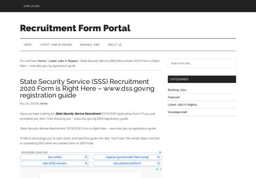 
                            6. State Security Service (SSS) - Recruitment Form Portal