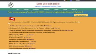 
                            3. State Selection Board, Department of Higher Education - (SSB) Odisha