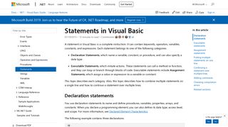 
                            8. Statements in Visual Basic | Microsoft Docs