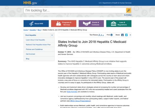 
                            4. States Invited to Join 2018 Hepatitis C Medicaid Affinity Group | HHS ...