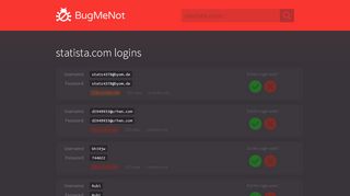 
                            6. statista.com passwords - BugMeNot