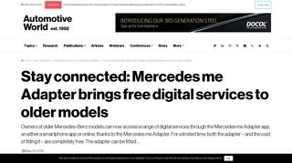 
                            10. Stay connected: Mercedes me Adapter brings free digital services to ...