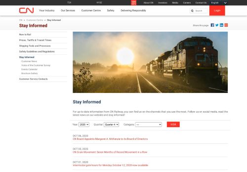 
                            10. Stay Informed | Customer Centre | cn.ca