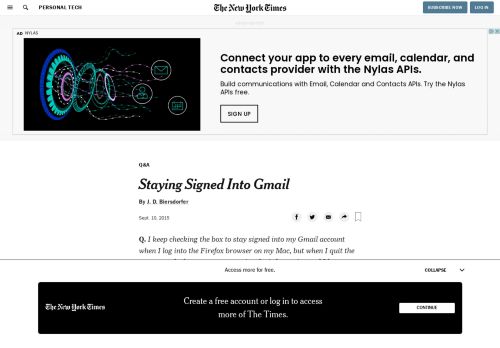 
                            10. Staying Signed Into Gmail - The New York Times