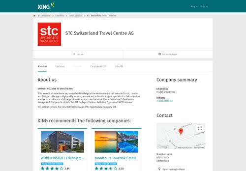 
                            9. STC Switzerland Travel Centre AG als Arbeitgeber | XING Unternehmen