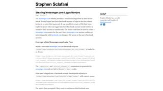 
                            2. Stealing Messenger.com Login Nonces - Stephen Sclafani