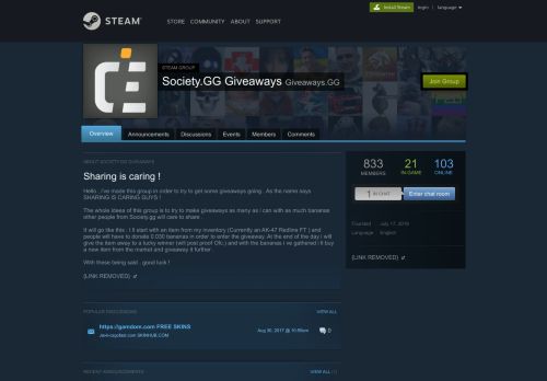 
                            3. Steam Community :: Group :: Society.GG Giveaways
