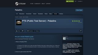 
                            3. Steam Community :: Guide :: PTS (Public Test Server) - Paladins
