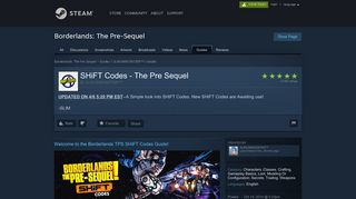 
                            1. Steam Community :: Guide :: SHiFT Codes - The Pre Sequel