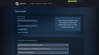 
                            4. Steam Destek - Oturum Açın