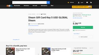 
                            3. Steam Gift Card 5 USD Steam Key GLOBAL - G2A.COM