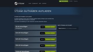 
                            3. Steam-Guthaben - Betrag hinzufügen