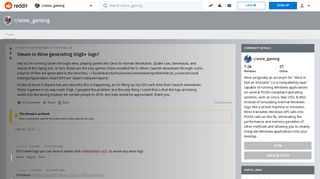 
                            12. Steam in Wine generating 50gb+ logs? : wine_gaming - Reddit