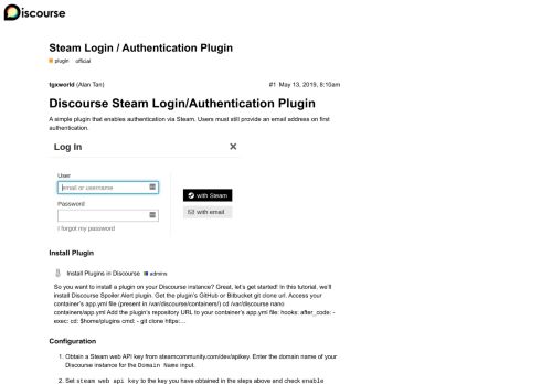 
                            6. Steam Login / Authentication Plugin - plugin - Discourse Meta